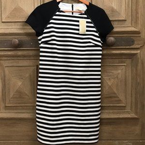 Michael Kors black white stripe dress NWT zipper